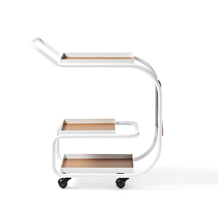 Zenzero Serving trolley from Opinion Ciatti in leather / matt white (RAL 9016)