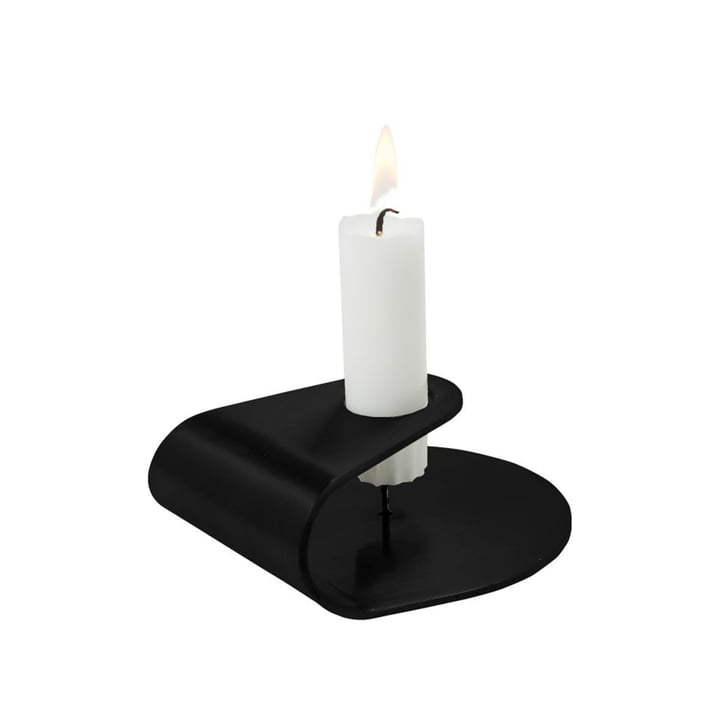 The candle holder Nightlight from Born in Sweden , stainless steel / black matt