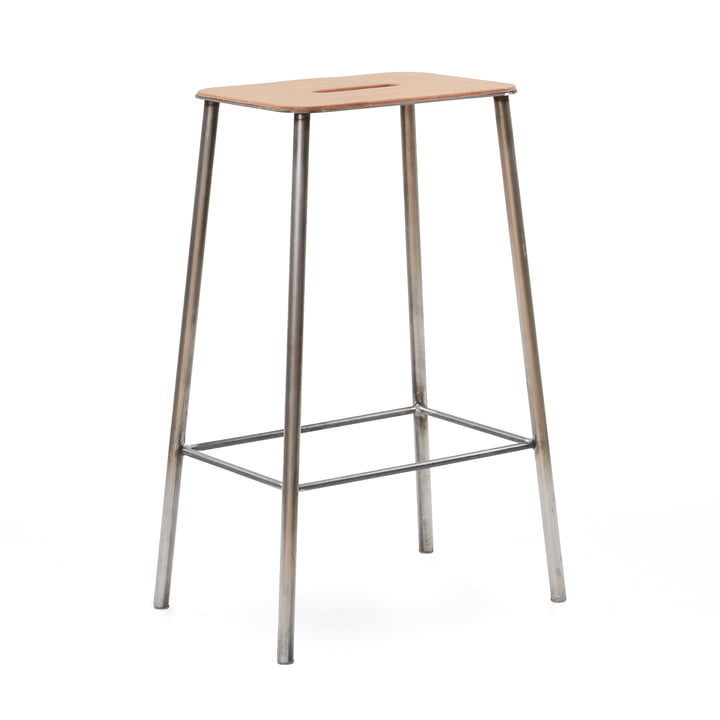 Adam Bar stool H 65 cm from Frama in natural leather / untreated steel