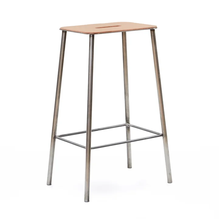 Adam Bar stool H 65 cm from Frama in natural leather / untreated steel