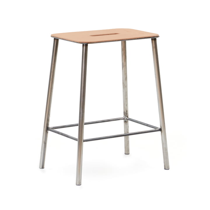 Adam Stool H 50 cm from Frama in leather natural / steel untreated