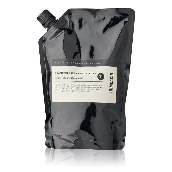 The refill pack of hand soap from Humdakin, 750 ml, chamomile and sea buckthorn