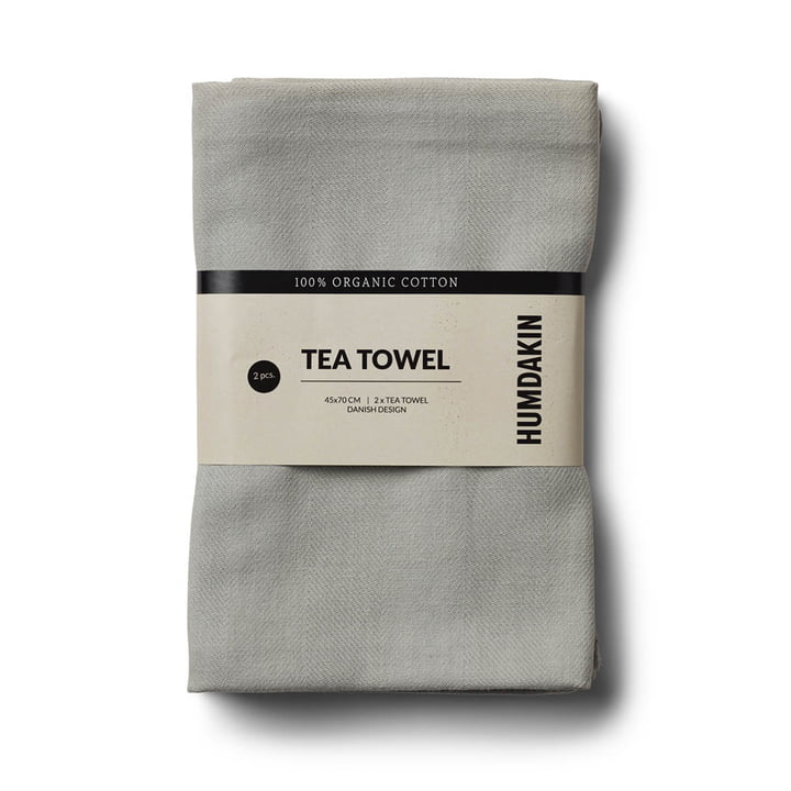 The Humdakin organic cotton tea towel, 45 x 70 cm, stone (set of 2)