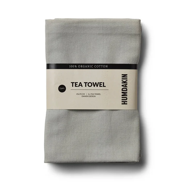 The organic cotton tea towel from Humdakin, 45 x 70 cm, stone (set of 2)