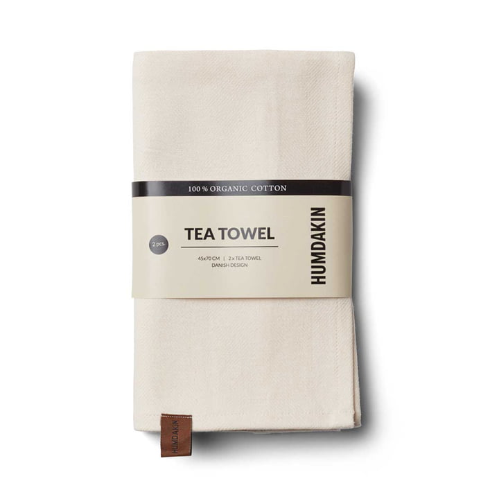 The Humdakin organic cotton tea towel, 45 x 70 cm, shell (set of 2)