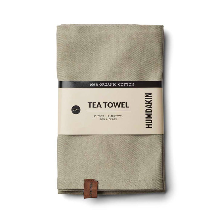 The Humdakin organic cotton tea towel, 45 x 70 cm, oak (set of 2)