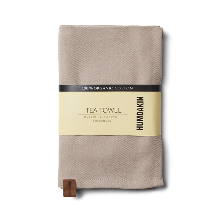 The Humdakin organic cotton tea towel, 45 x 70 cm, light stone (set of 2)