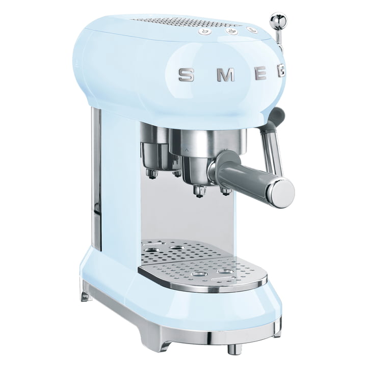 Espresso coffee maker with portafilter ECF01 from Smeg in pastel blue