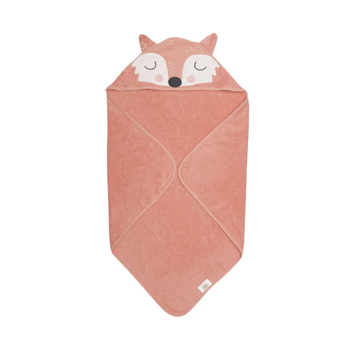 The Fox Baby hooded towel from Södahl , 80 x 80 cm, orange