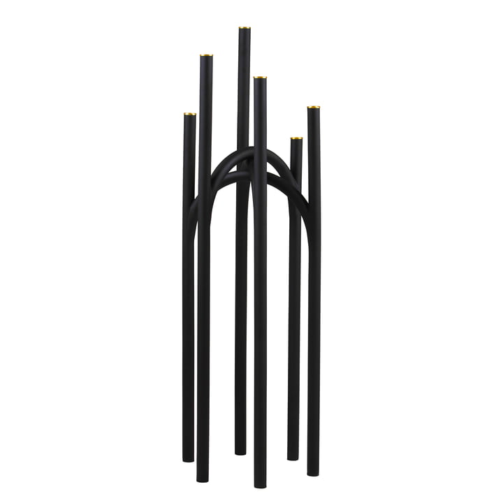 The Angui candle holder from AYTM , 30 x 26 x 92 cm, black / gold