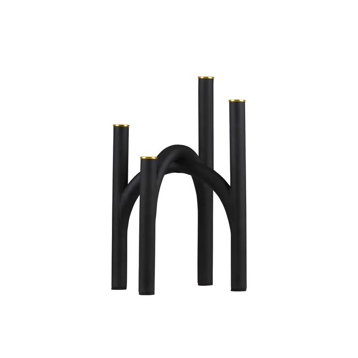 The Angui candle holder from AYTM , 22.8 x 22.8 x 34 cm, black / gold