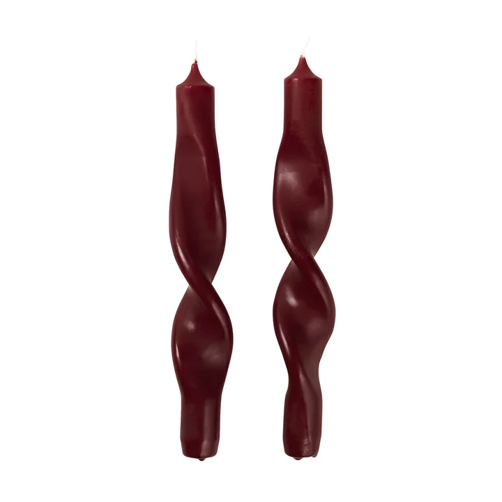 The Twist candles from Broste Copenhagen , burgundy (set of 2)