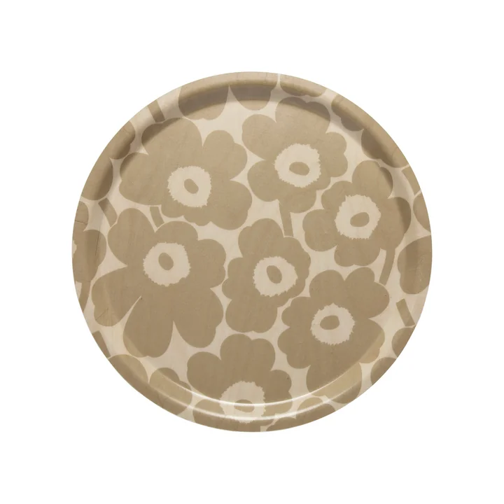 Marimekko - Mini Unikko Tray round Ø 31 cm, beige / nature