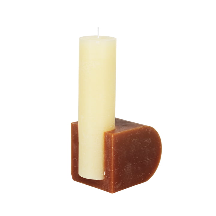 Blocke Candle from Broste Copenhagen in yellow / terracotta