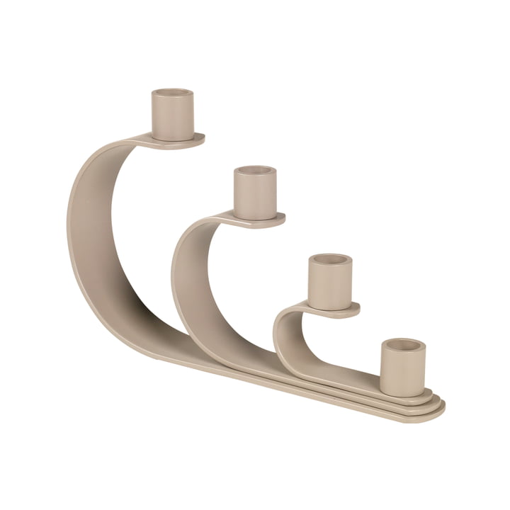Nami Candleholder, h 16 cm from Broste Copenhagen in simply taupe / warm grey