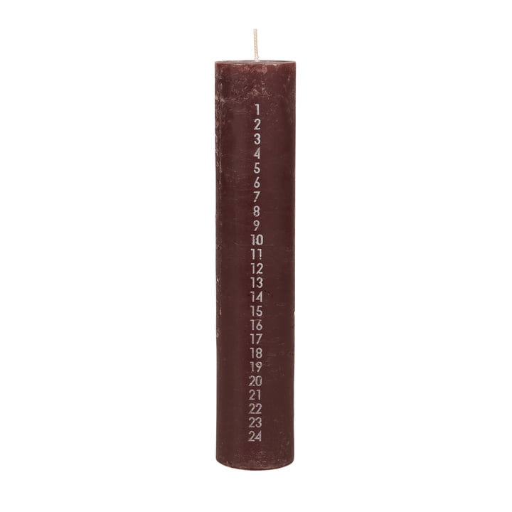 Rustic Calendar candle, h 25 cm from Broste Copenhagen in madder brown