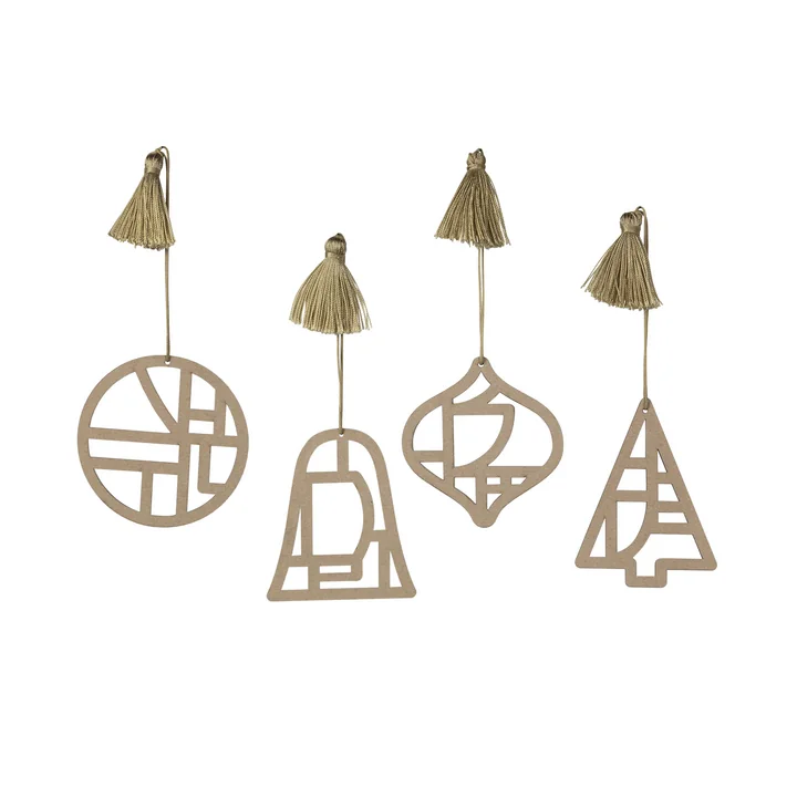 Christmas Fili Decorative pendant, Ø 8 cm, brown nature (set of 4) from Broste Copenhagen