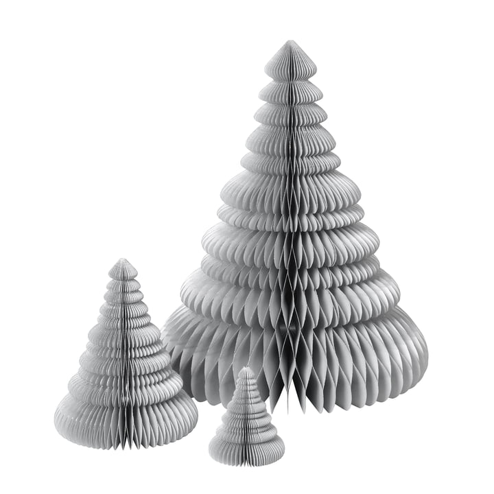 Broste Copenhagen - Paper Christmas Tree Decoration, silver (set of 3)