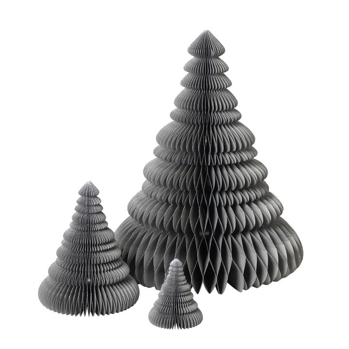 Broste Copenhagen - Paper Christmas Tree Decoration, thyme (set of 3)