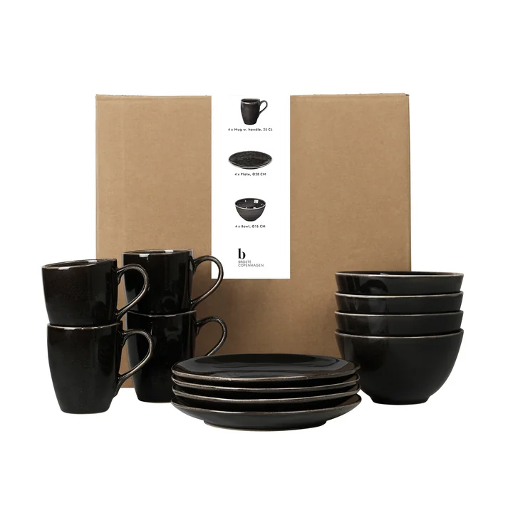 Nordic Coal Tableware breakfast set from Broste Copenhagen