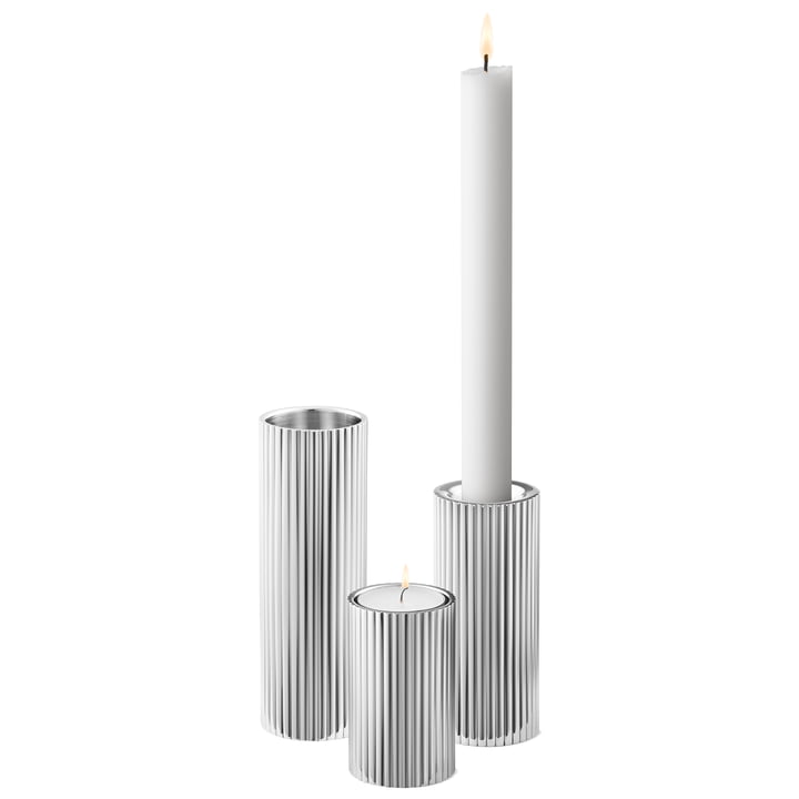 Bernadotte Candle and tea light holder from Georg Jensen made of stainless steel (set of 3)