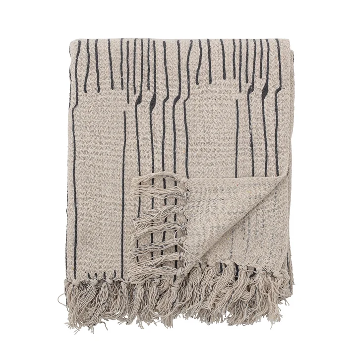 Celly Bedspread, 130 x 160 cm from Bloomingville in natural white / black