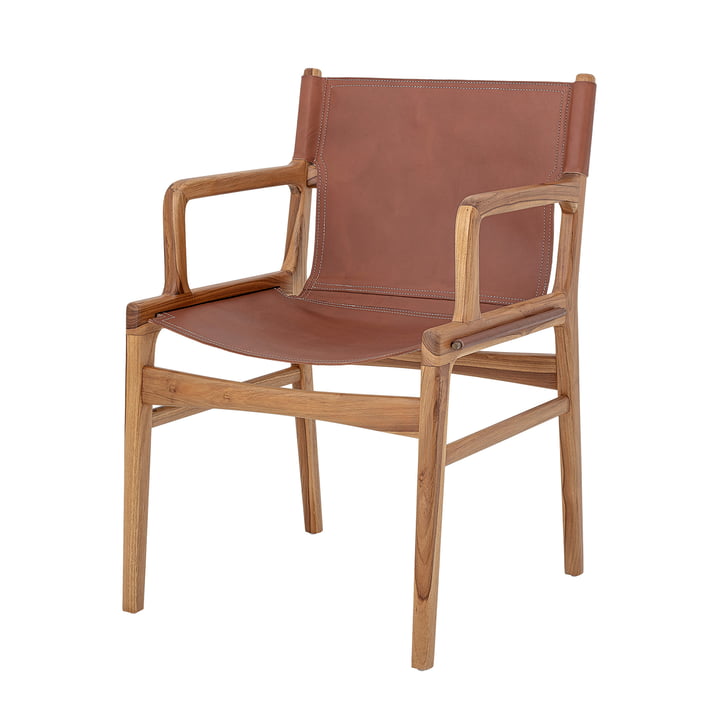 Ollie Lounge chair from Bloomingville in leather brown / teak nature
