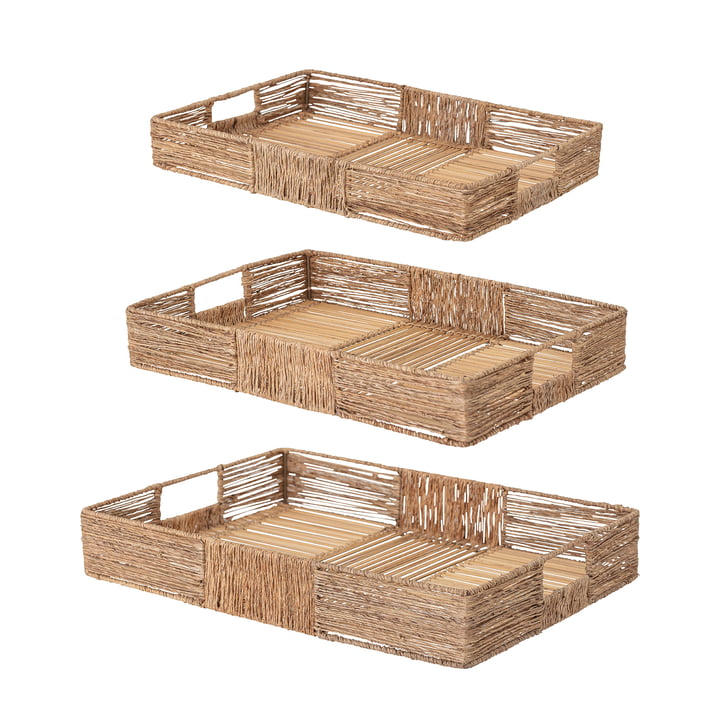 Lecia Tray from Bloomingville in jute natural (set of 3)