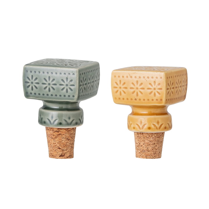 Rani Wine stopper from Bloomingville in yellow / grey (set of 2)