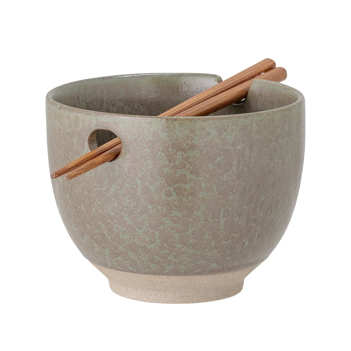 Masami Bowl with chopsticks from Bloomingville in grey-green