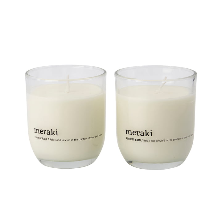 Scented candle Ø 7 cm, Forest rain (set of 2) from Meraki