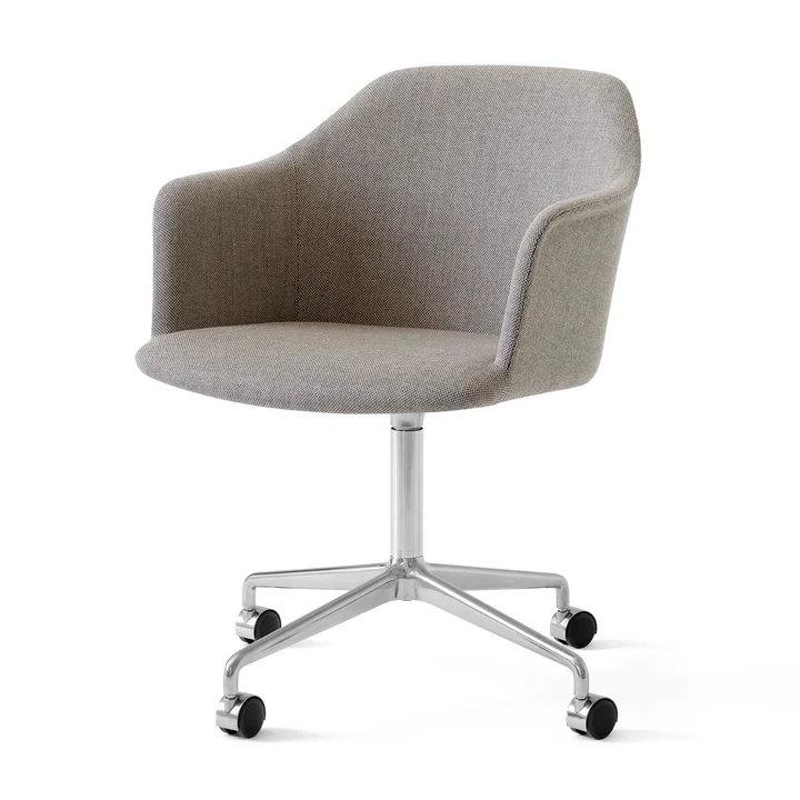 Rely HW50 Armchair with castors, polished aluminium / Kvadrat Re-Wool 218 from & tradition