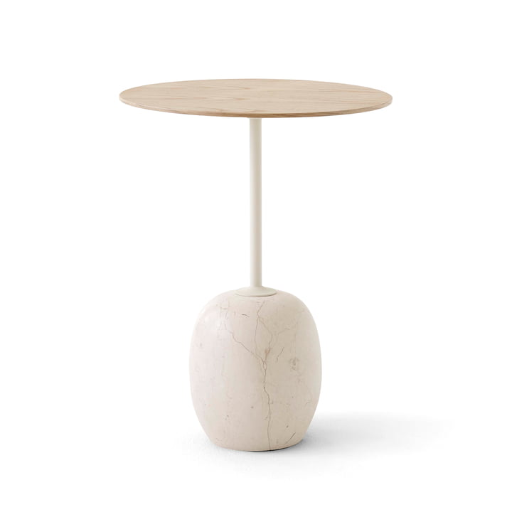 Lato Side table, h 50 cm / Ø 40 cm, oak / Crema Diva marble from & Tradition