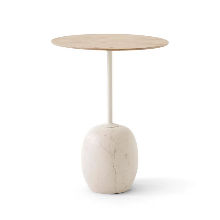 Lato Side table, H 50 cm / Ø 40 cm, oak / Crema Diva marble from & Tradition