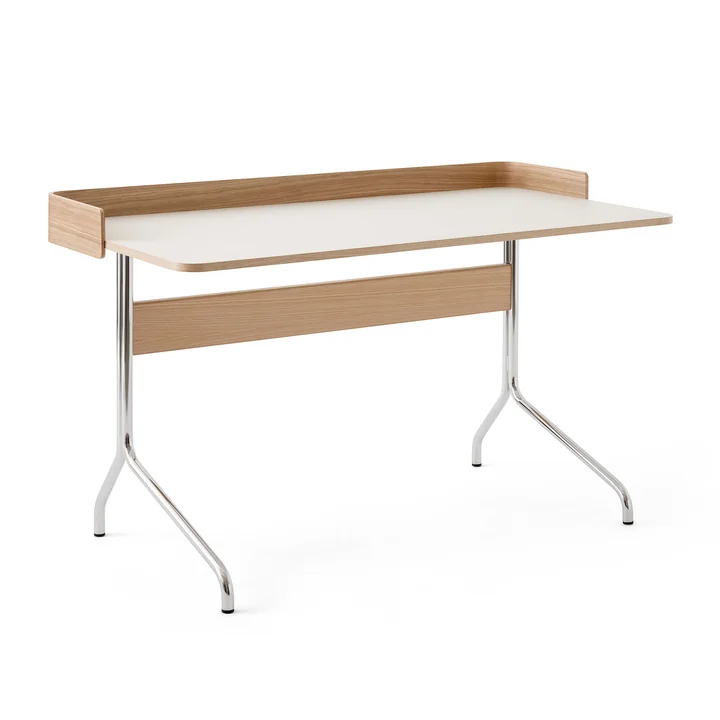 Pavilion AV17 Desk with border, 130 x 65 cm, oak / linoleum Mushroom (4176) from & tradition