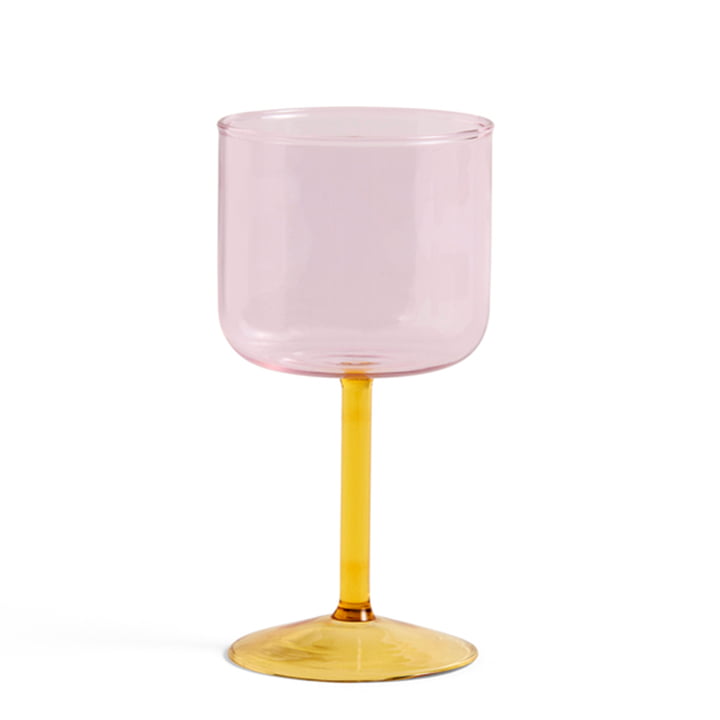 Tint Wine glass from Hay in the colour pink / yellow in a set of 2