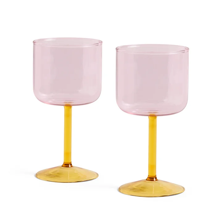 Tint Wine glass from HAY in the color pink / yellow in set of 2