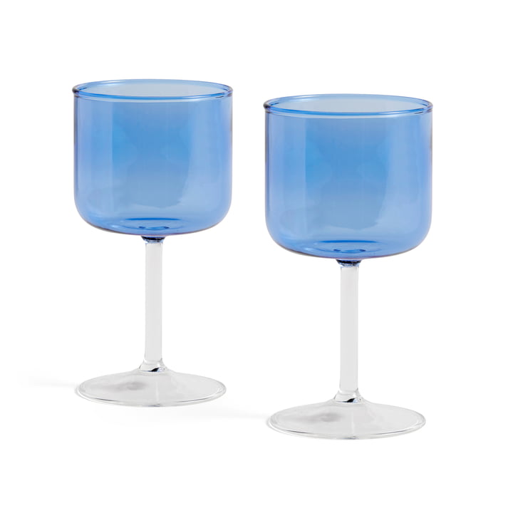 Tint Wine glass from Hay in the colour blue / clear in a set of 2