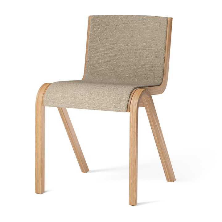 Ready Dining Chair, fully upholstered, natural oak / bouclé beige by Audo