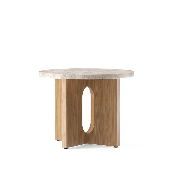 Androgyne Side table Ø 50 cm, natural oak / Kunis Breccia by Audo