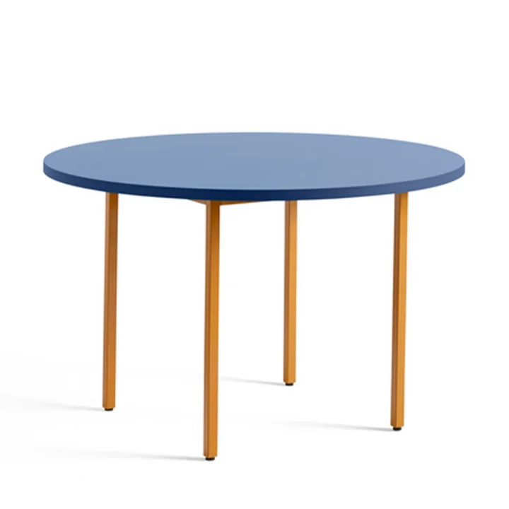 Two-Colour Dining table Ø 120 cm from HAY in round design in the colour blue / ochre