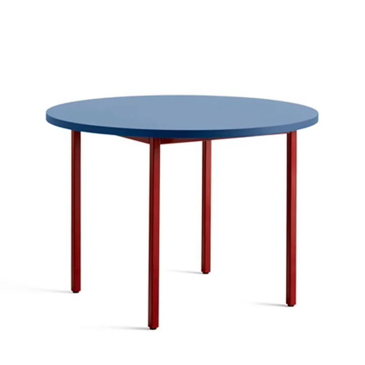 Two-Colour Dining table Ø 105 cm from HAY in round design in the colour blue / dark red