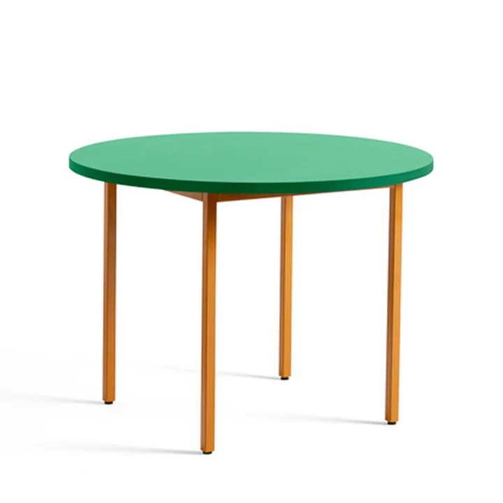 Two-Colour Dining table Ø 105 cm from HAY in round version in the colour mint / ochre