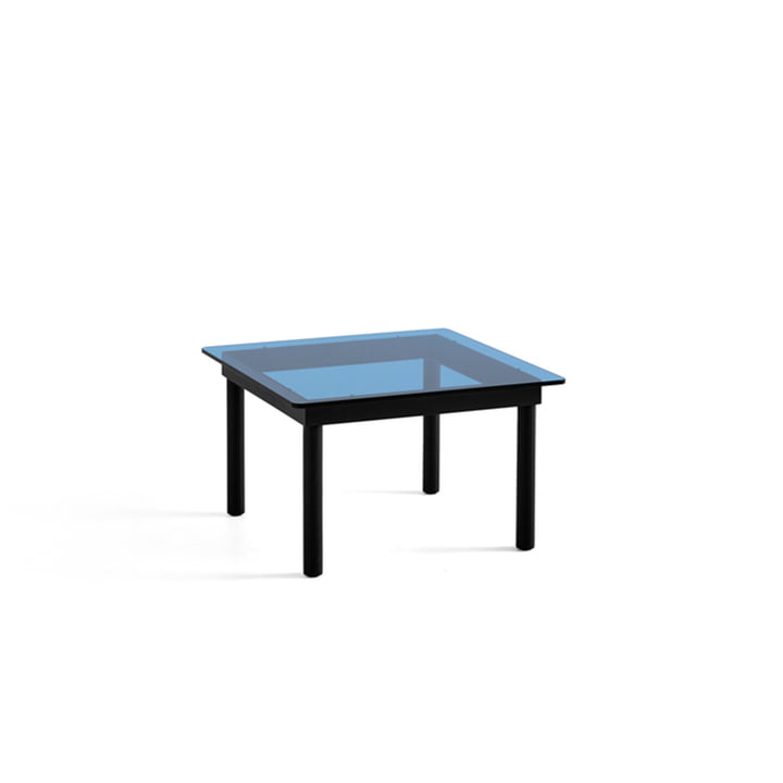 Kofi Coffee table with glass top by Hay in the dimensions 60 x 60 cm in the colour black / transparent blue