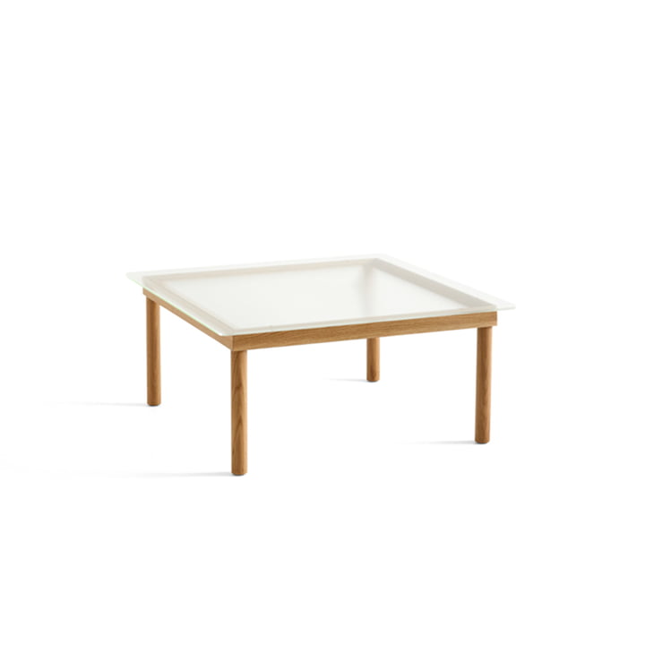 Kofi Coffee table with glass top by Hay in the dimensions 80 x 80 cm in the colour oak / clear fluted