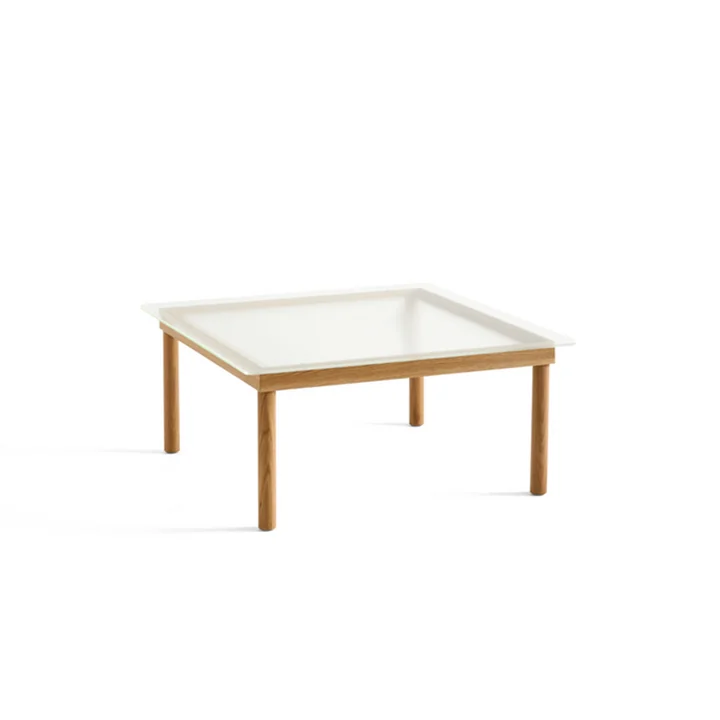 Kofi Coffee table with glass top by HAY in the dimensions 80 x 80 cm in the colour oak / clear fluted