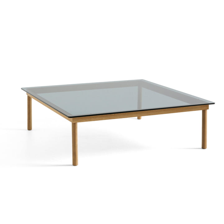 Kofi Coffee table with glass top by Hay in the dimensions 120 x 120 cm in the colour oak / transparent grey