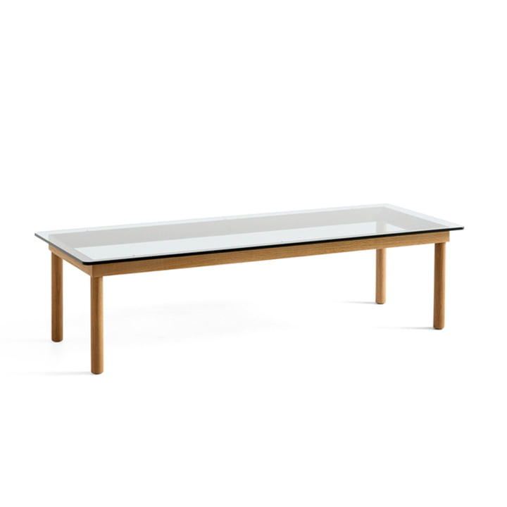 Kofi Coffee table with glass top by Hay in the dimensions 140 x 50 cm in the colour oak / clear