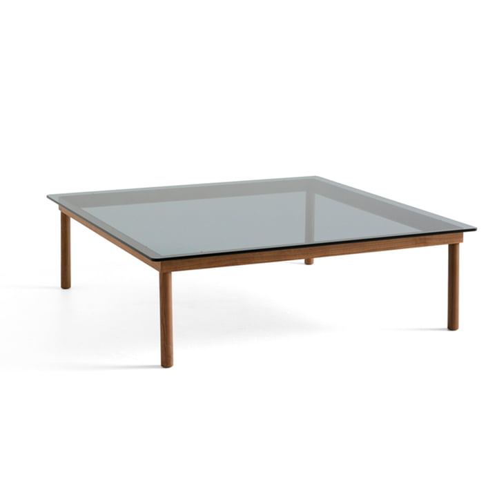 Kofi Coffee table with glass top by Hay in the dimensions 120 x 120 cm in the colour walnut / transparent grey