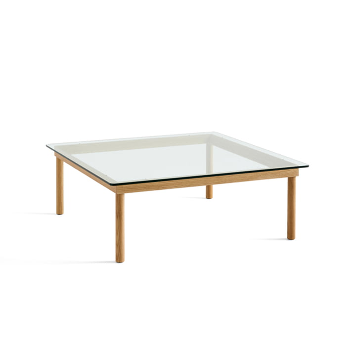 Kofi Coffee table with glass top by Hay in the dimensions 100 x 100 cm in the colour oak / clear